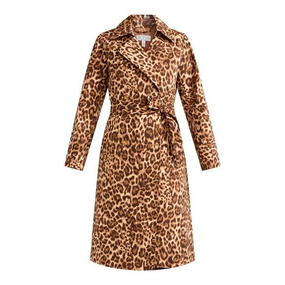 NWT Sofia Vergara  Women's Double Breasted Trench Coat Leopard Print Mob Wife - Picture 1 of 14